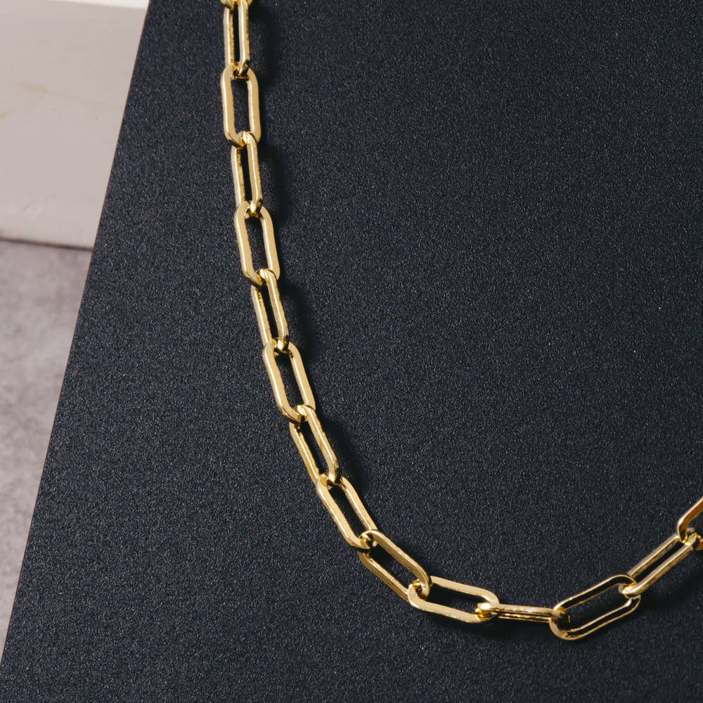 Fame Accessories - Gold Dipped Paperclip Link Chain Necklace