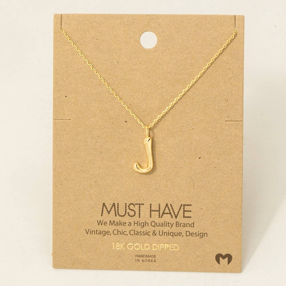 Fame Accessories - Gold Dipped Bubble Letter Pendant Necklace