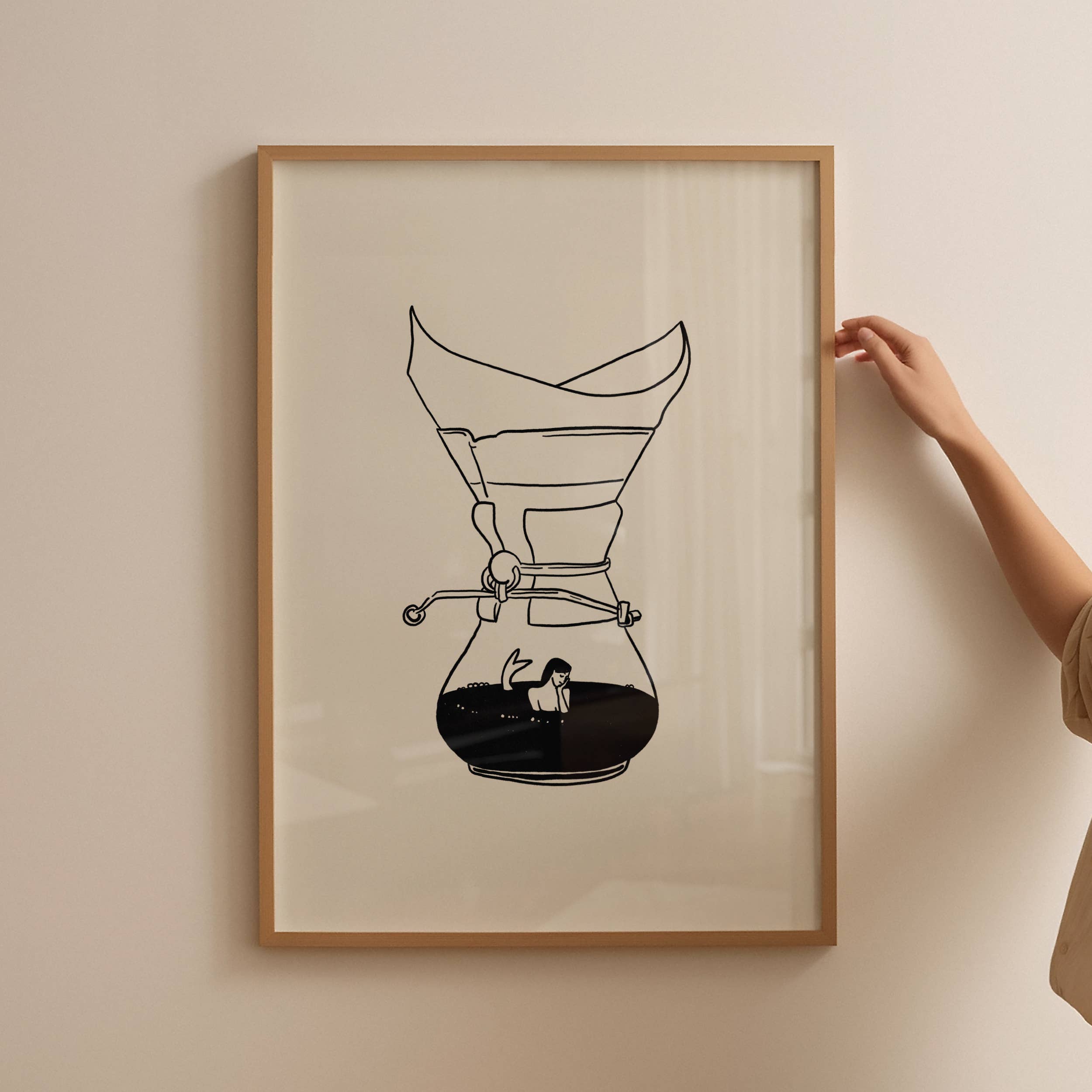 Tumbleweed Design Studio - Pour Over Coffee & Mermaid Minimal Art Print
