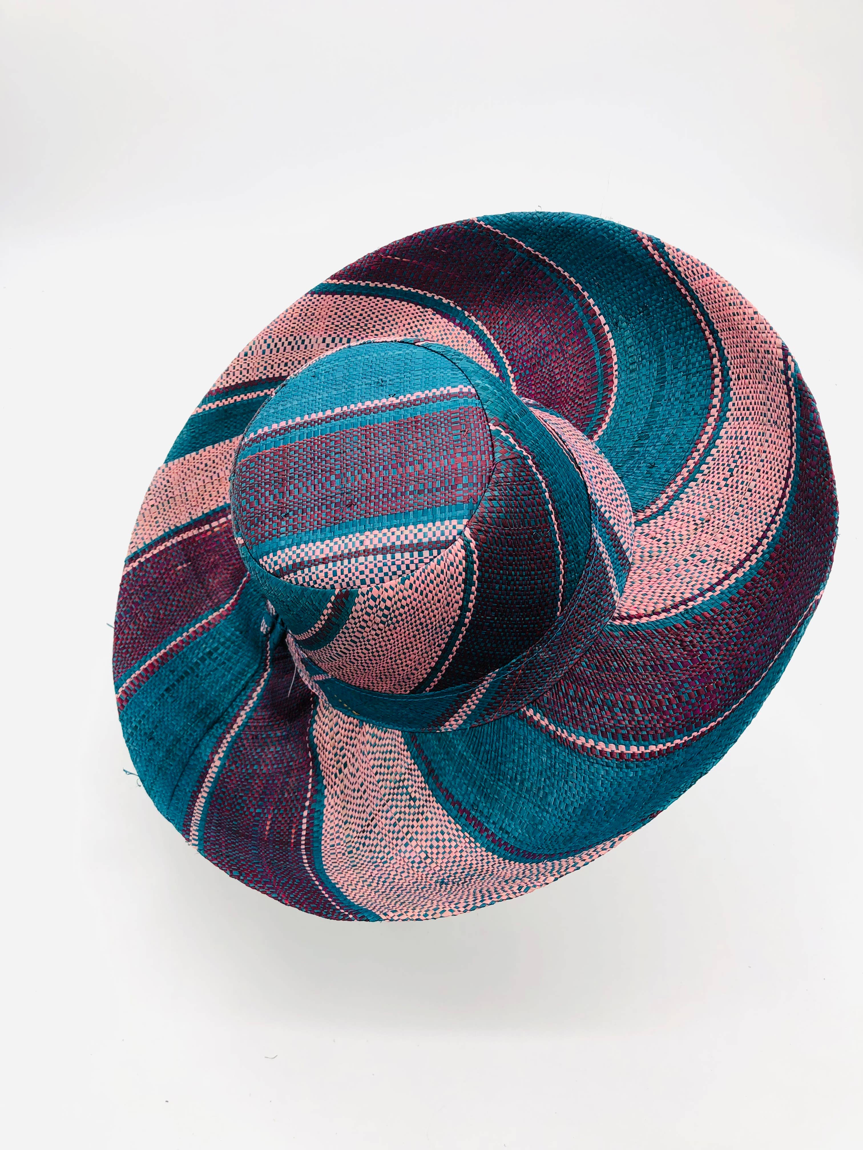 Shebobo - Sun Hats: Colored Stripes Packable 5"  Brim Raffia Straw