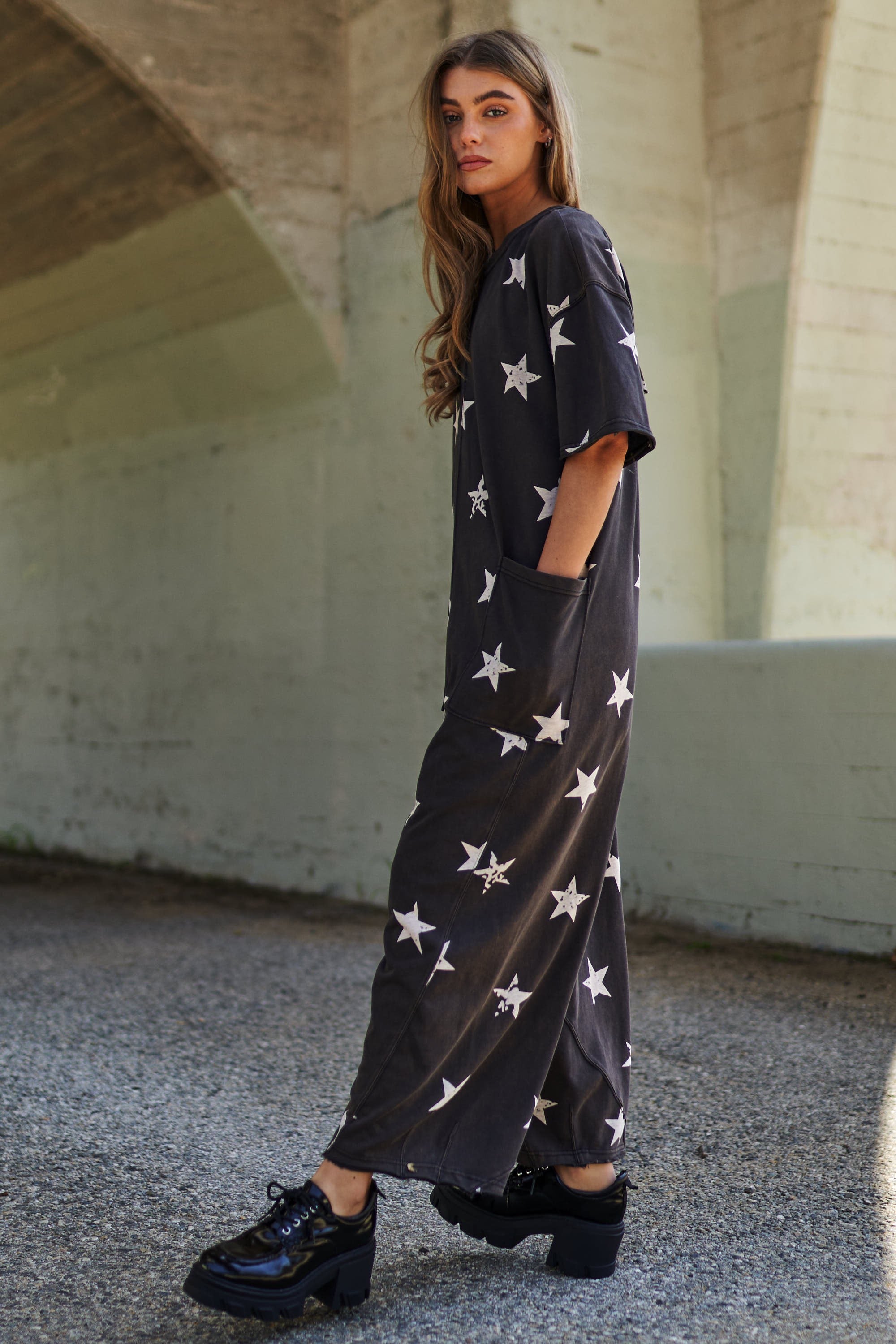 Star print washed Jumpsuit