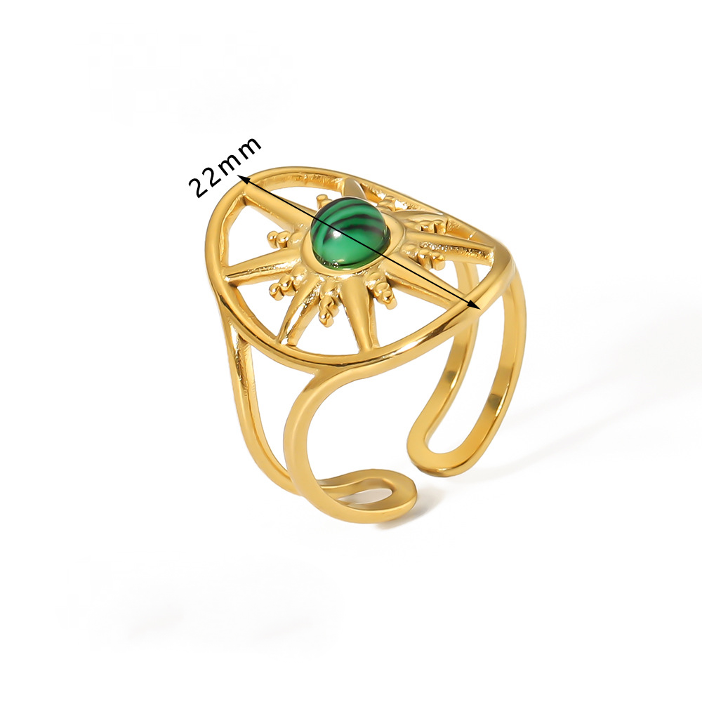 Mio Queena - 18K Gold-plated Stainless Steel Inlaid Stone Rings - FGS/CS