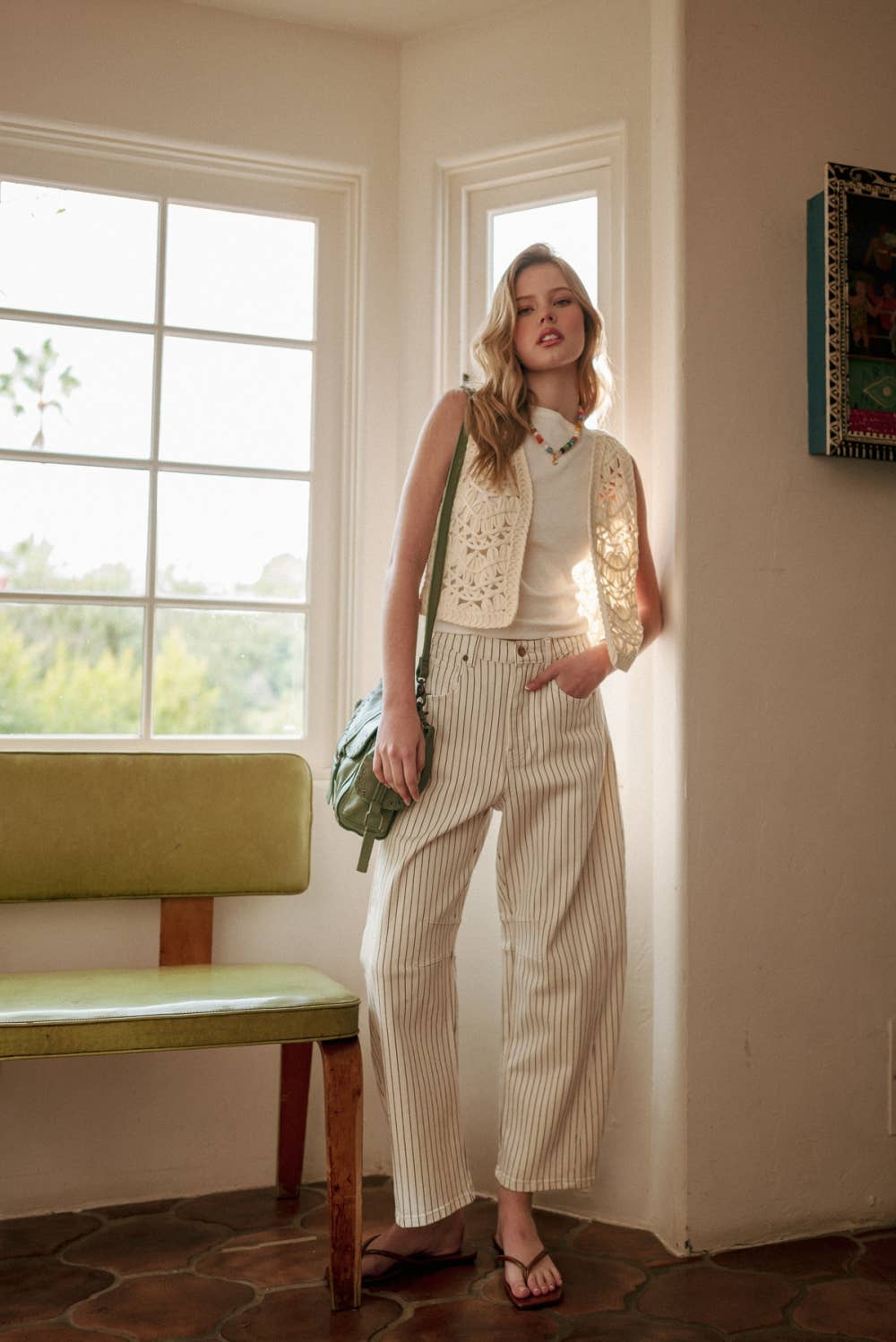 MIOU MUSE -  PINSTRIPED PATTERN BARREL PANTS