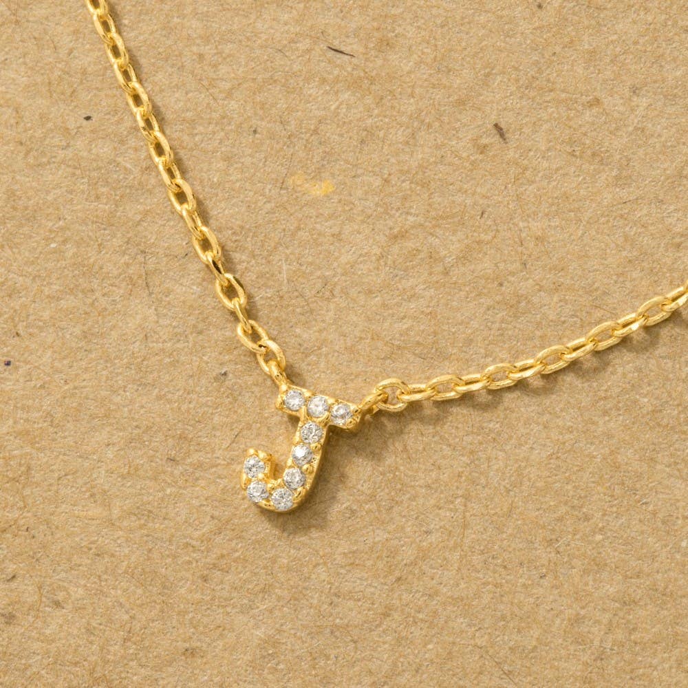 Fame Accessories - Mini Rhinestone Initial Necklace