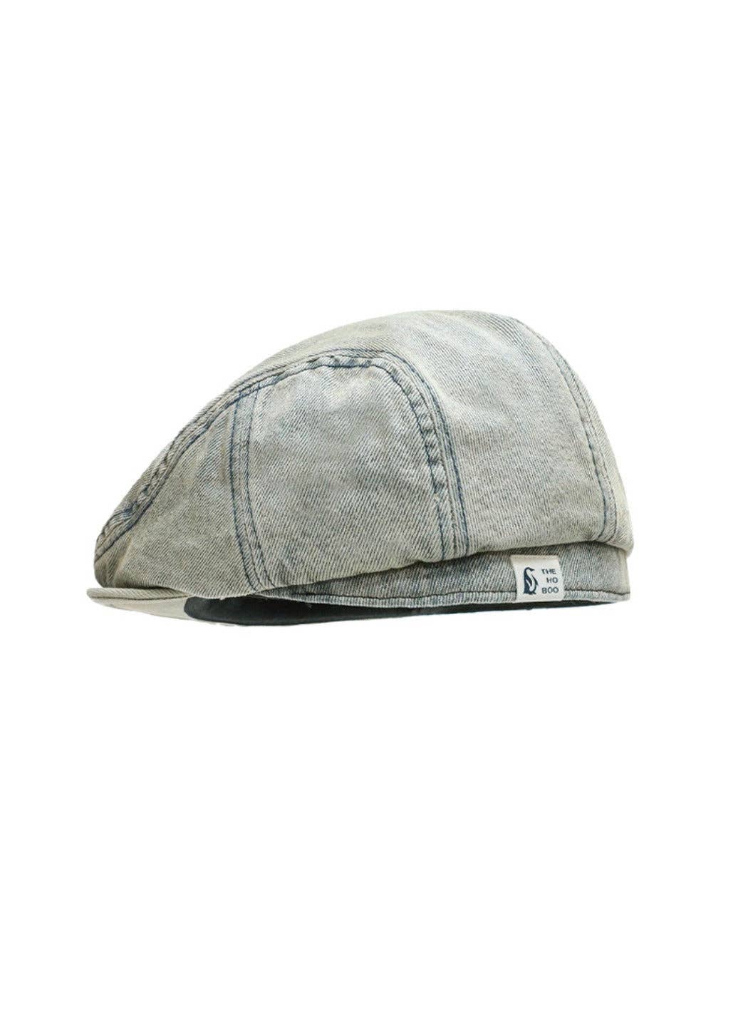Funkyrel® Atzbranding Limited - Haila – Vintage Washed Denim Tone Round‑Top Beret Hat