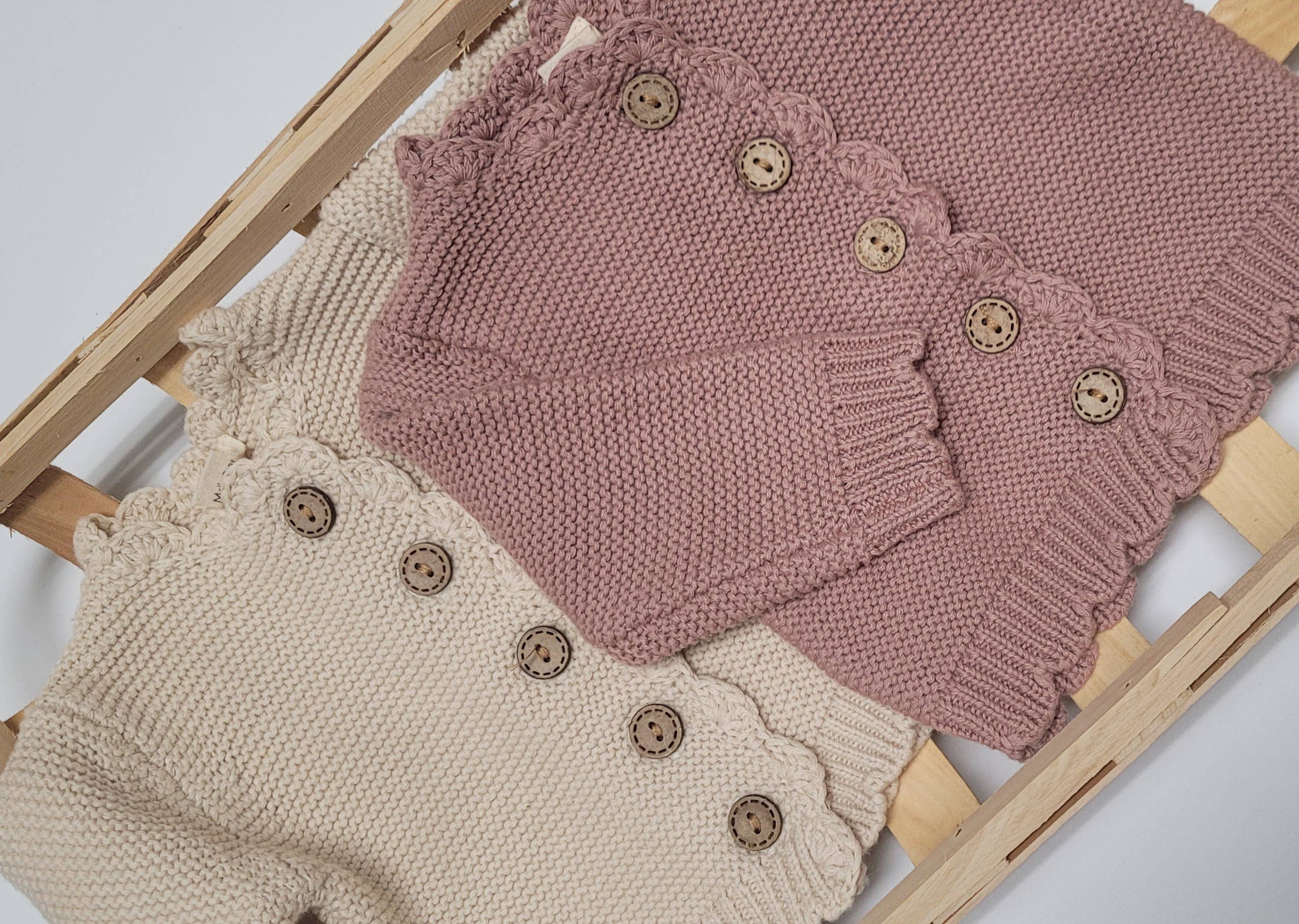 OLIVE & CRADLE - Baby Girl Sweater Cardigan Cotton Knit Dressy top SOPHIA