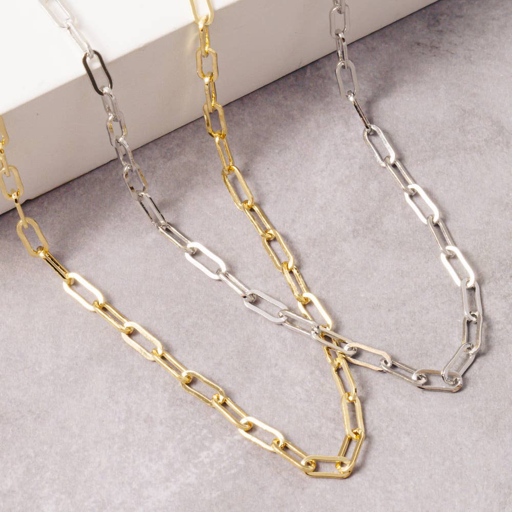 Fame Accessories - Gold Dipped Paperclip Link Chain Necklace