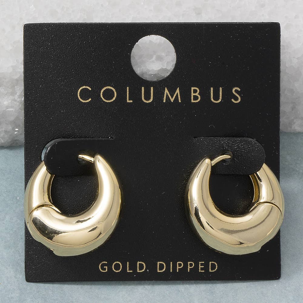 Fame Accessories - Gold Dipped Chunky Dome Huggie Hoop Earrings