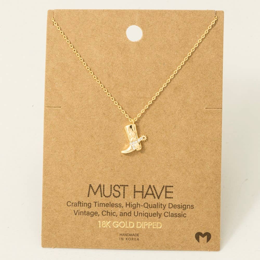Fame Accessories - Cowboy Boots Pendant Necklace