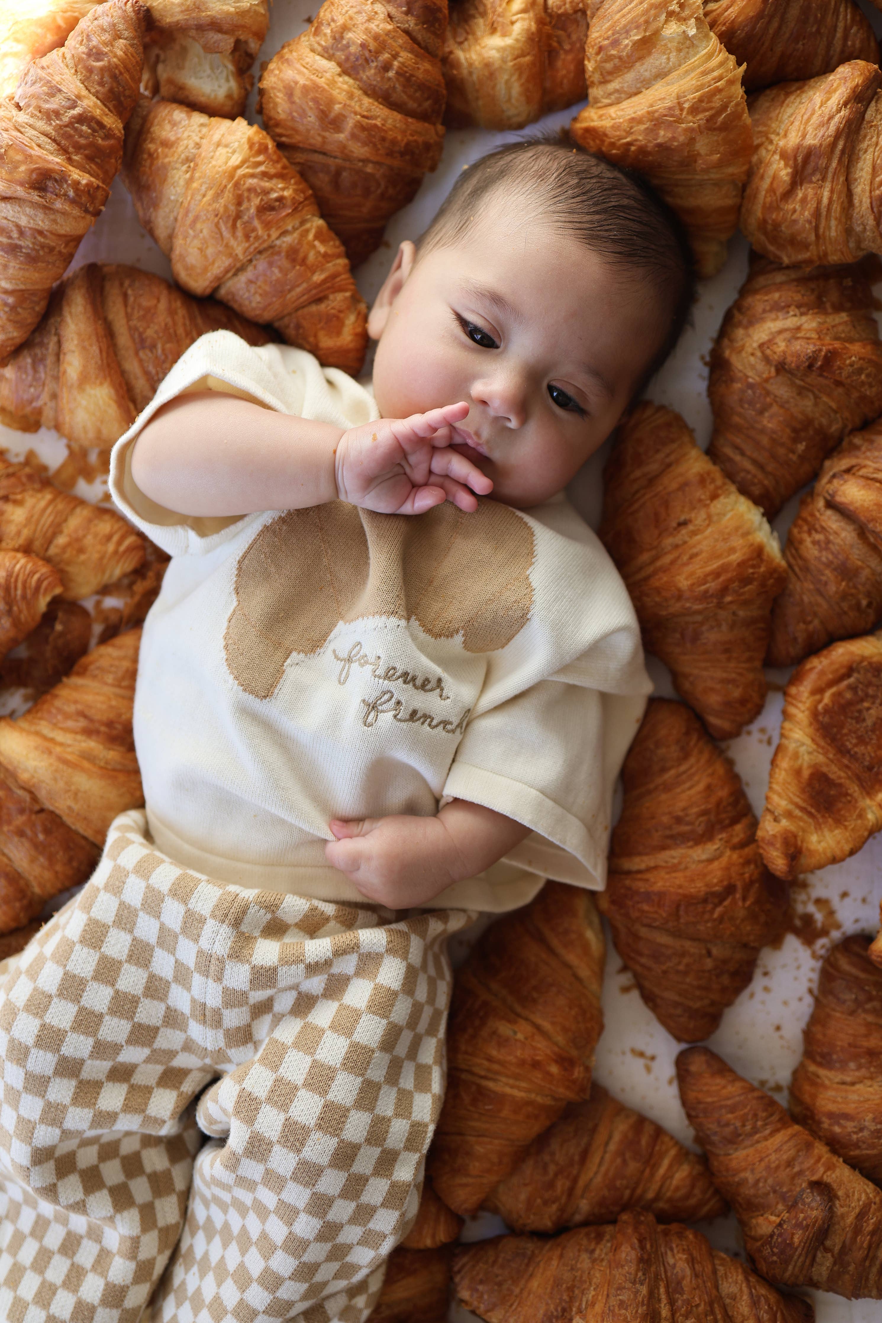 Forever French Baby - Knit Pant Set | Croissants
