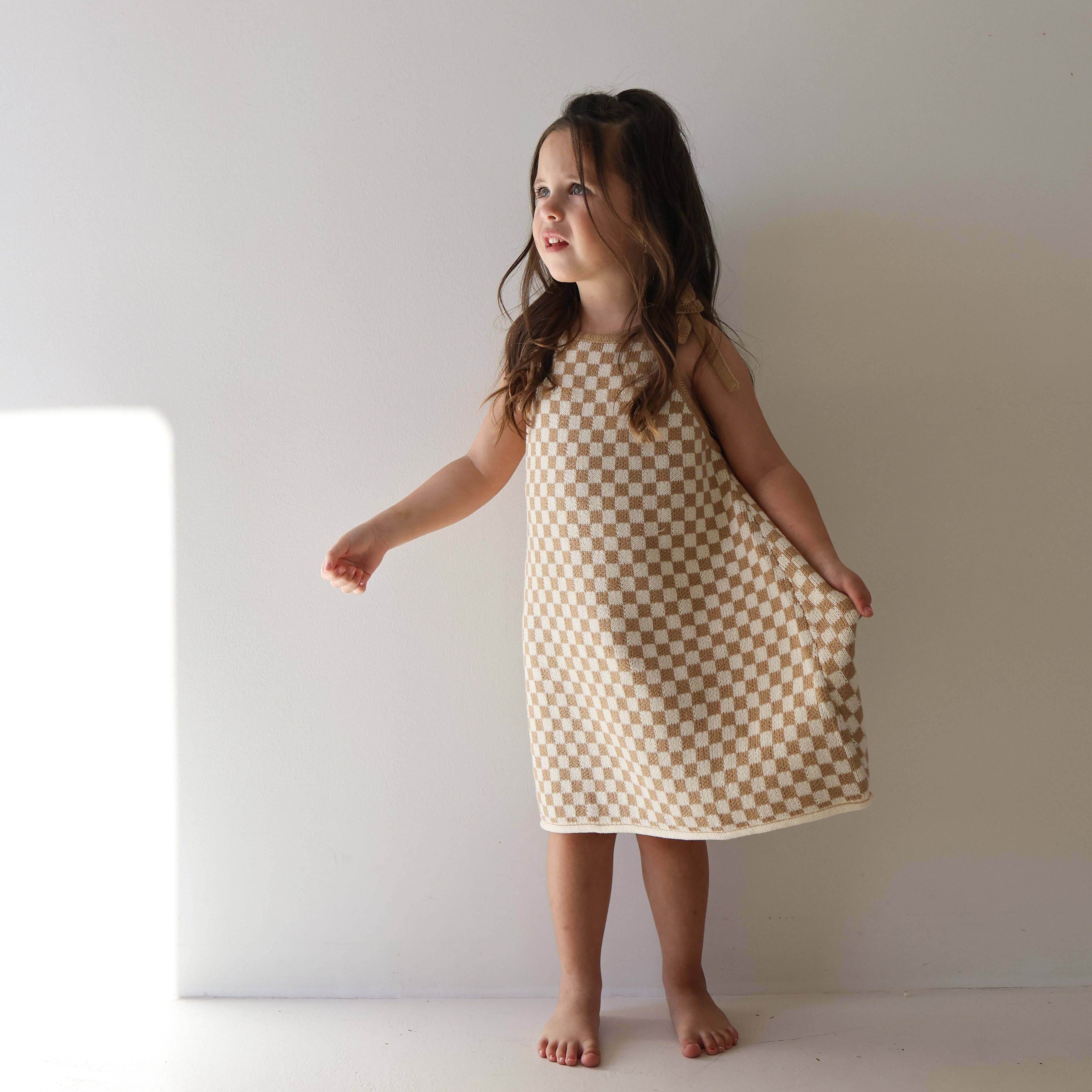 Forever French Baby - Knit Dress | Latte Check