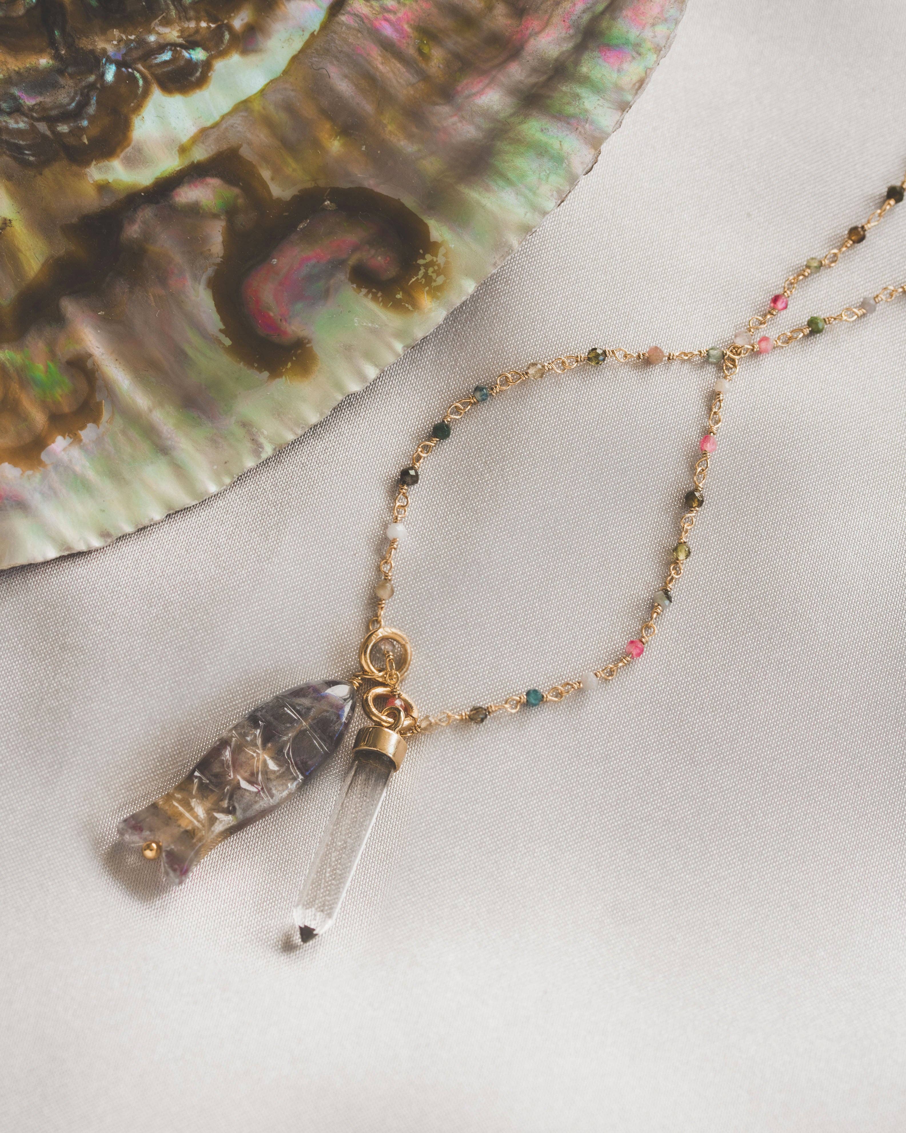 Luna Norte - Paella del Mar Gemstone Charm Longer Length Necklace