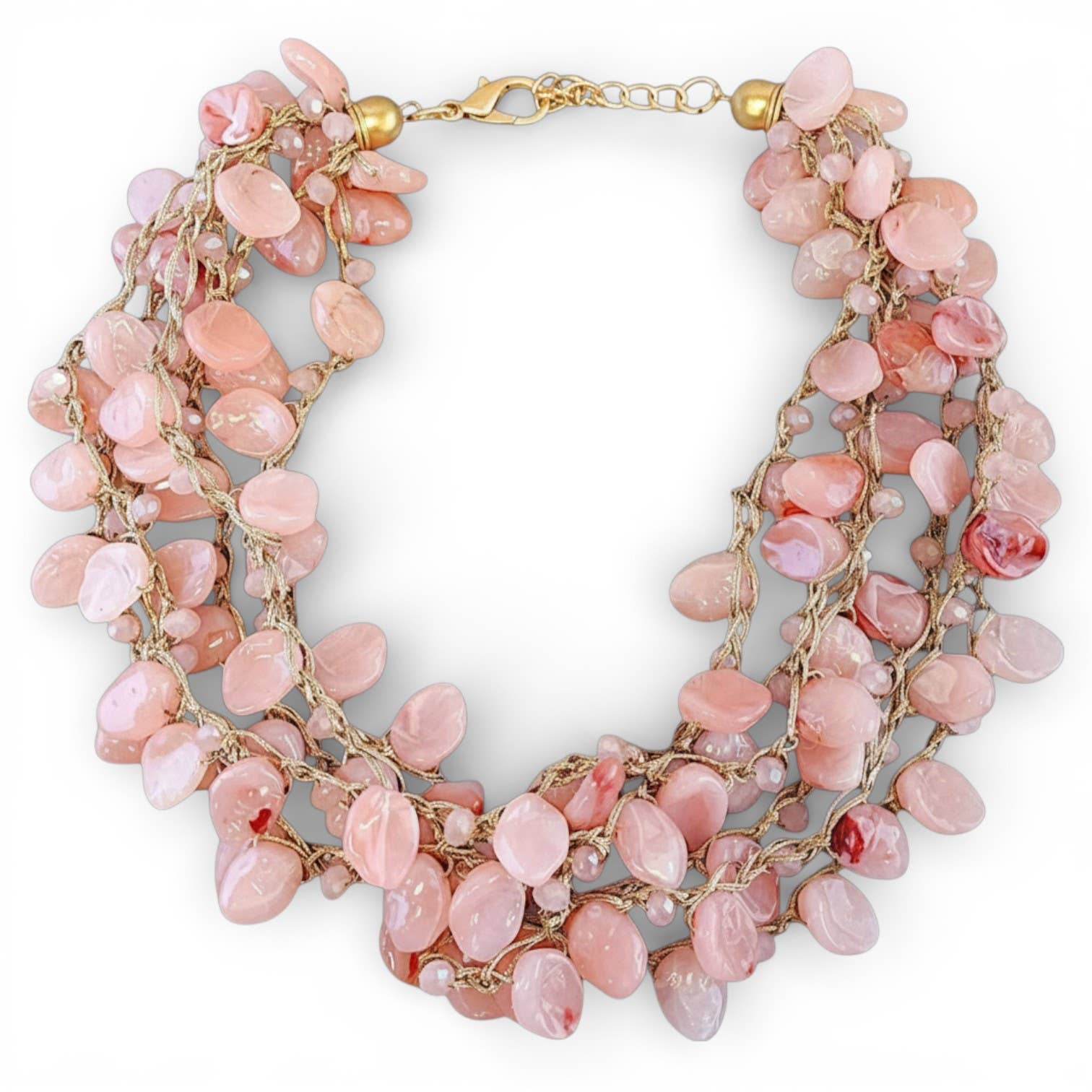 Bijoux Envie Pink Beaded Collar Necklace | Coastal Statement Jewelry