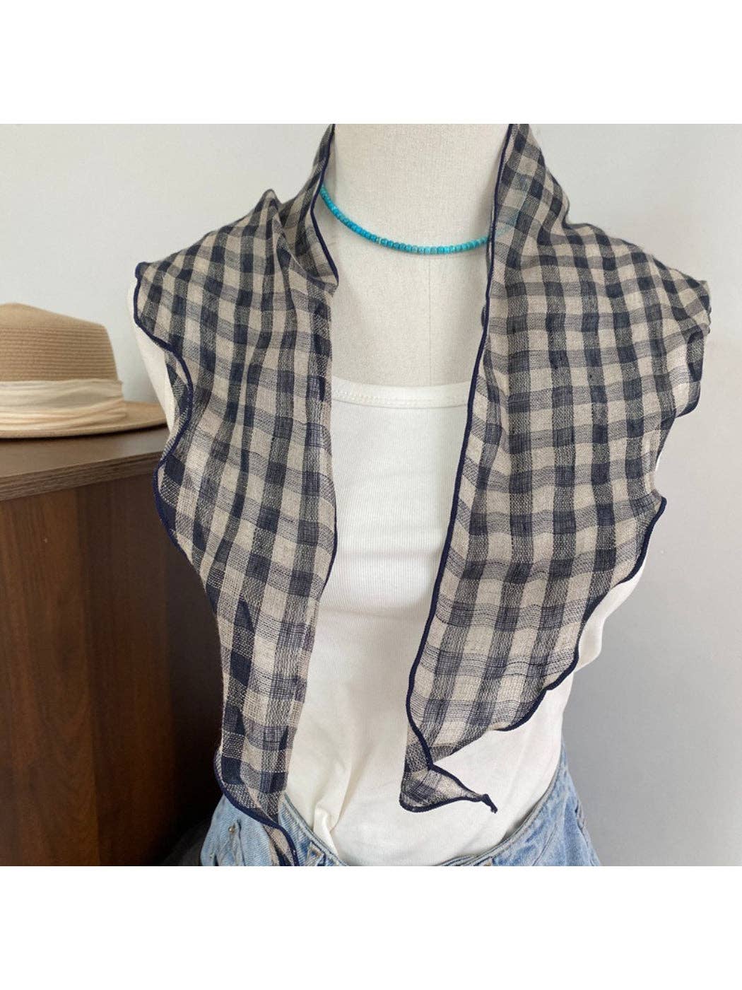 Funkyrel® Atzbranding Limited - Scarvii - Gingham Check Triangle Scarf