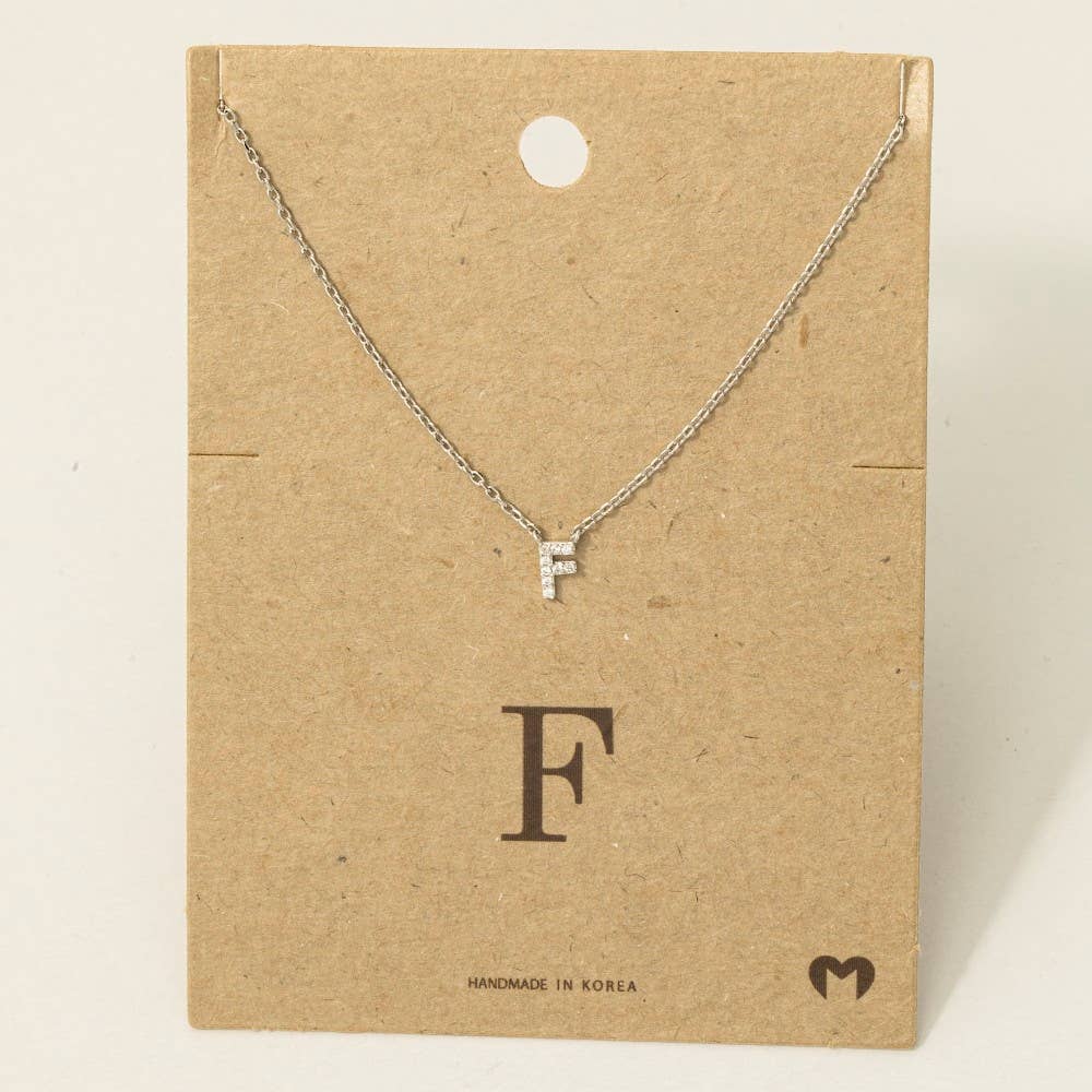 Fame Accessories - Mini Rhinestone Initial Necklace
