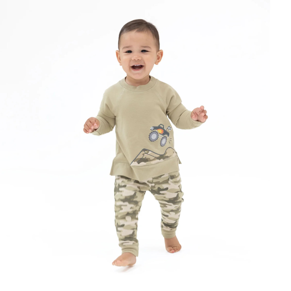 Camo French Terry  Drop Sleeve Sweatshirt