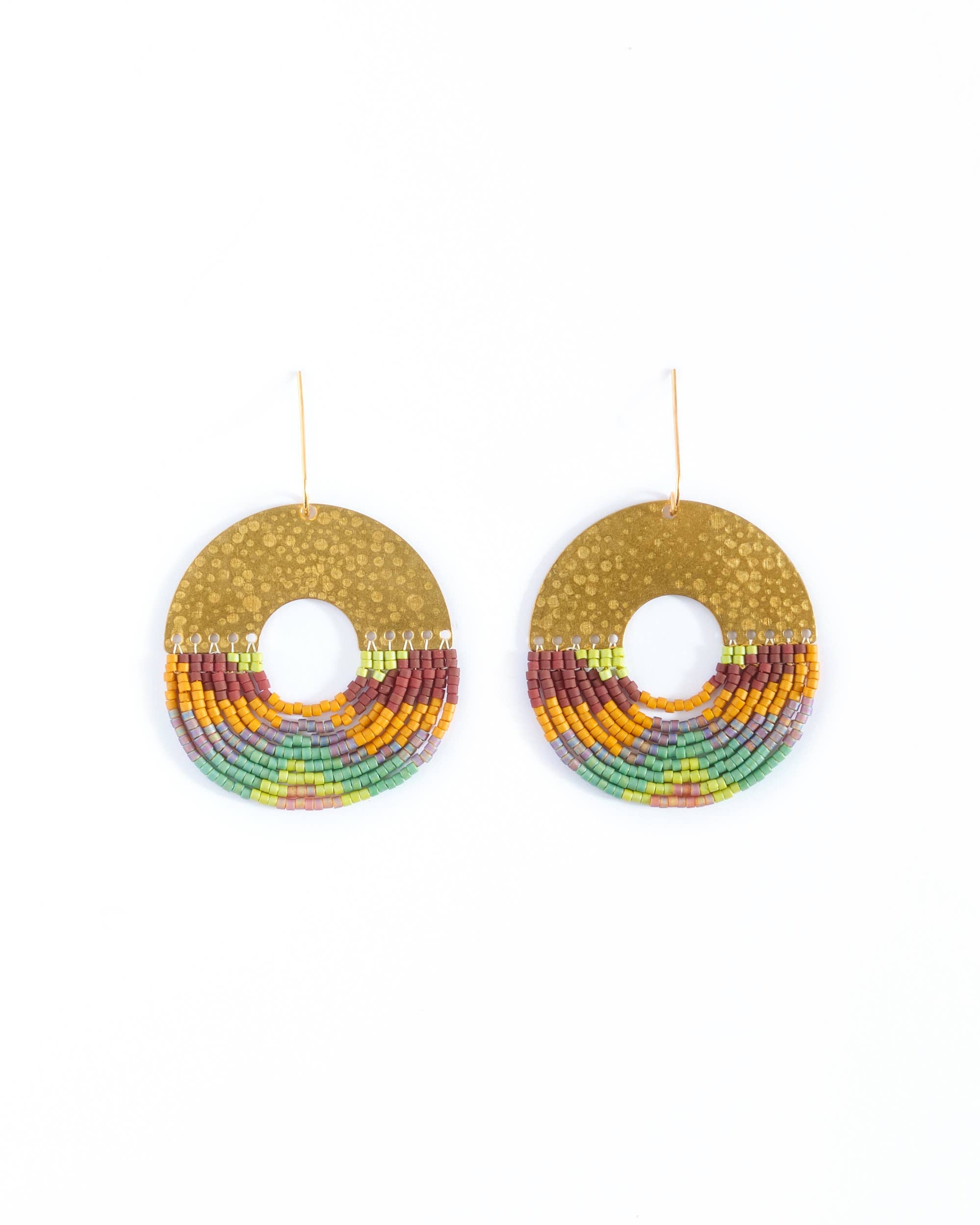 Mayana Designs Co - Beaded Handwoven Organic Circular Fringe Earrings (Lilac)