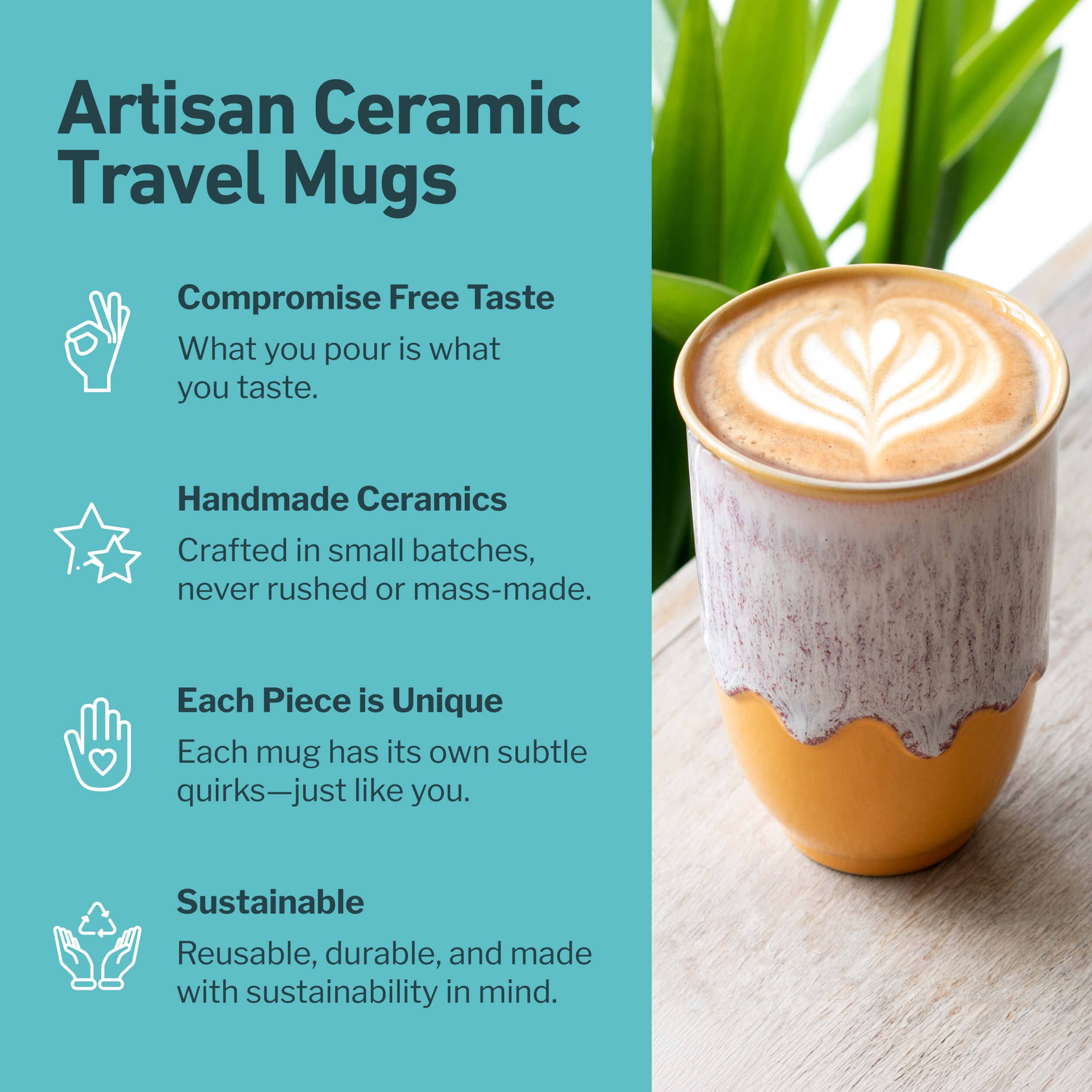Nova Ceramics Travel Mugs - Grapefruit 12oz Ceramic Travel Mug – Reusable & Stylish