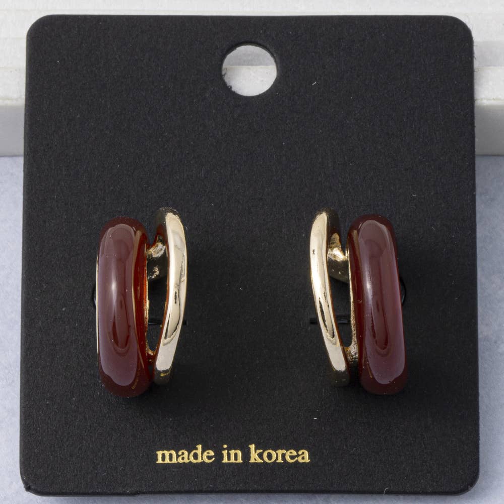Fame Accessories - Glossy Double Arc Open Hoop Earrings