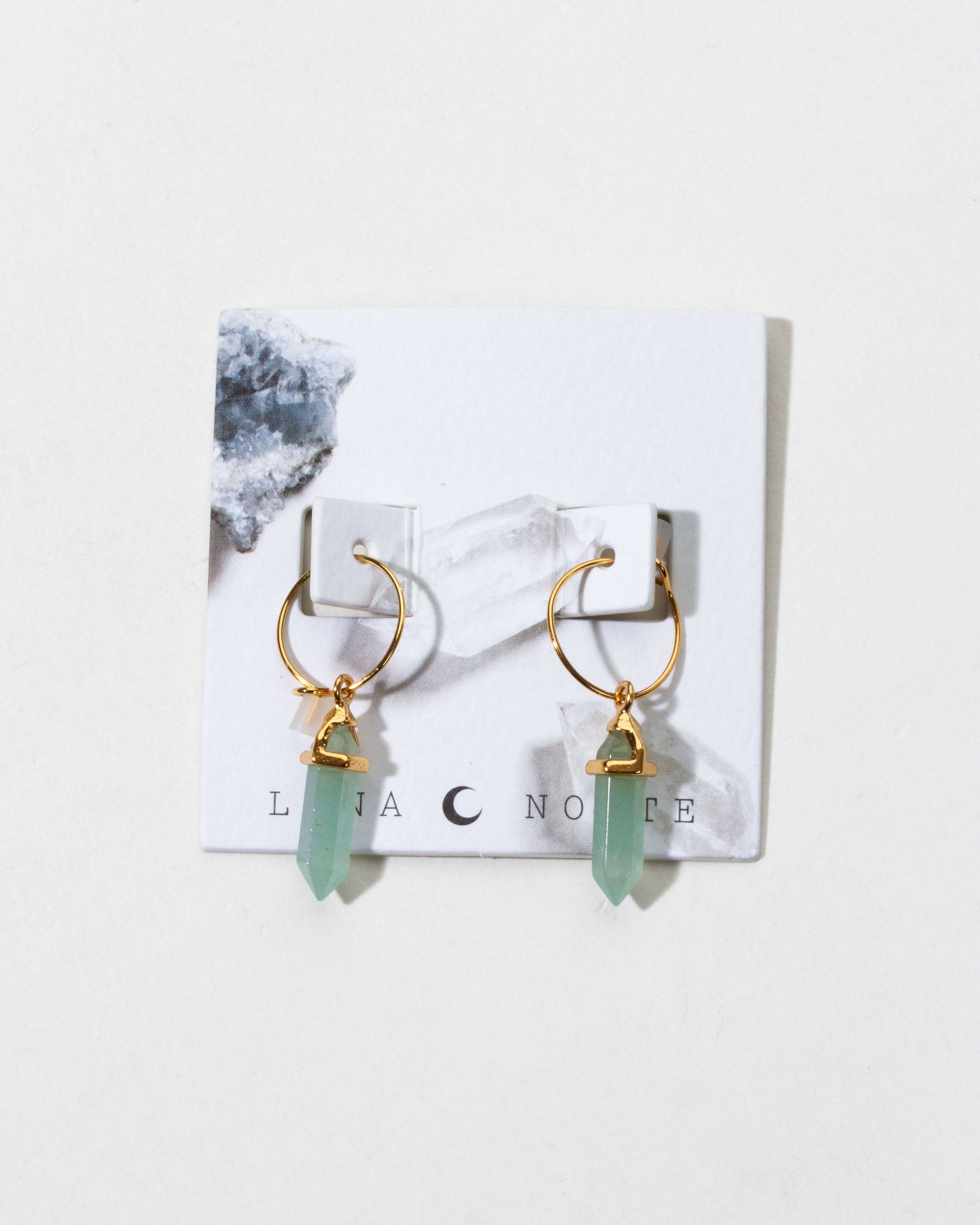 Luna Norte - Prism Mini Hoop Earrings- Green Aventurine