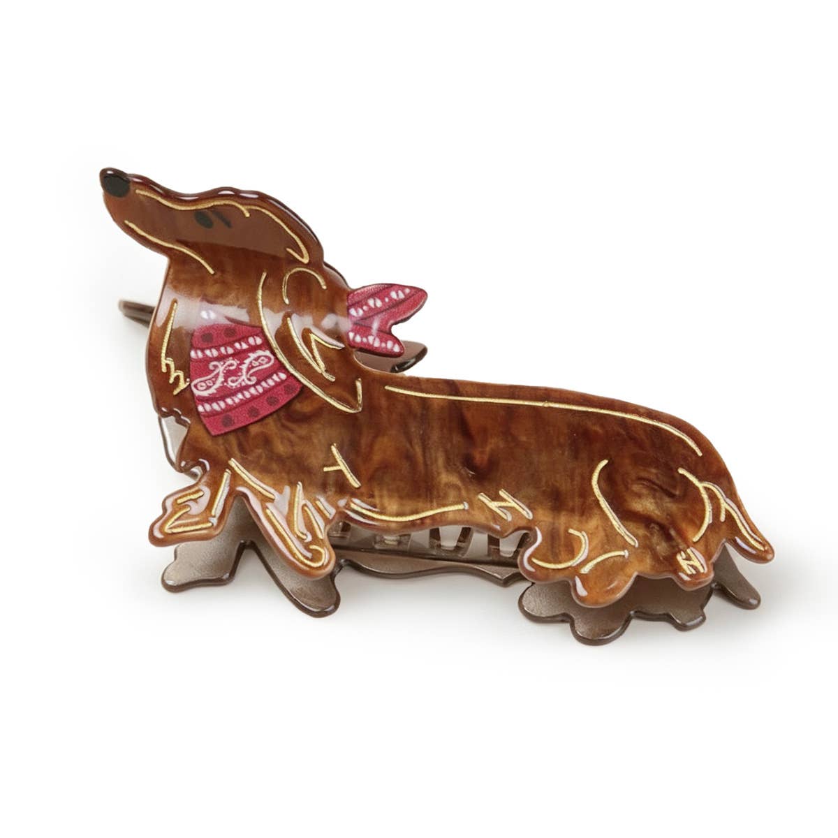 SoapElenGlen - Bandana Adorned Dachshund Hair Claw Clip