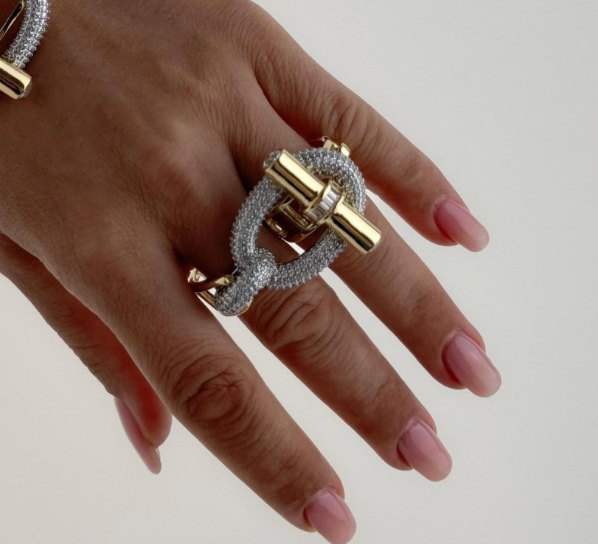 HoopLa - Double Finger Pavé Lock Ring