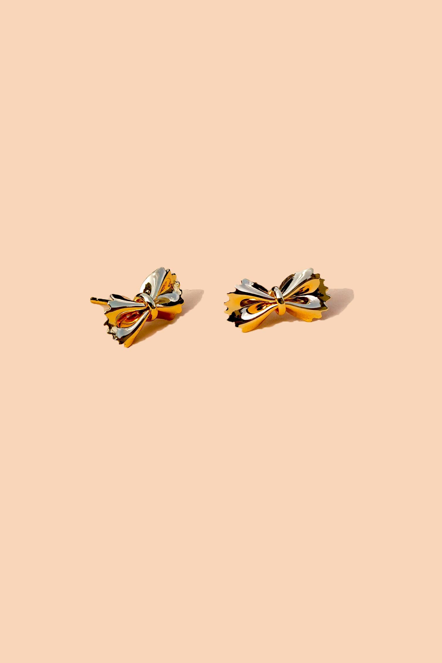 Peter and June - Bow Tie Pasta Studs - 18K Gold Plated