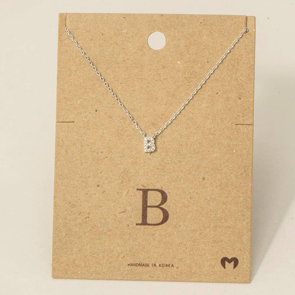 Fame Accessories - Mini Rhinestone Initial Necklace
