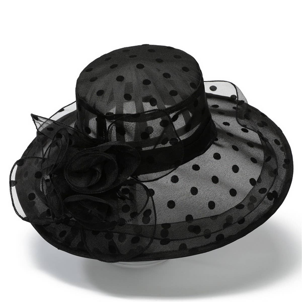 FOLDABLE LARGE BRIM FLOWER SUN HAT_