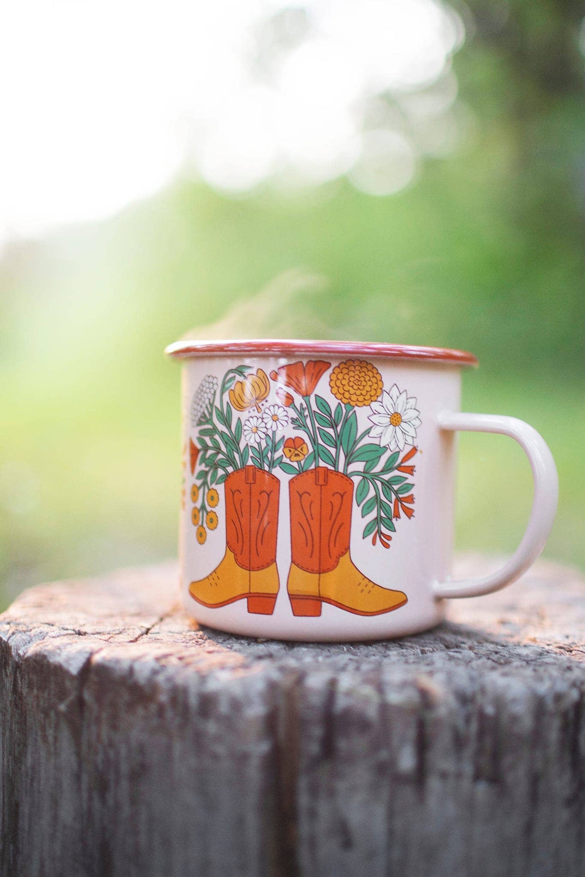 Trek Light - Enamel Coffee & Camp Mug | Western Bloom | 16oz