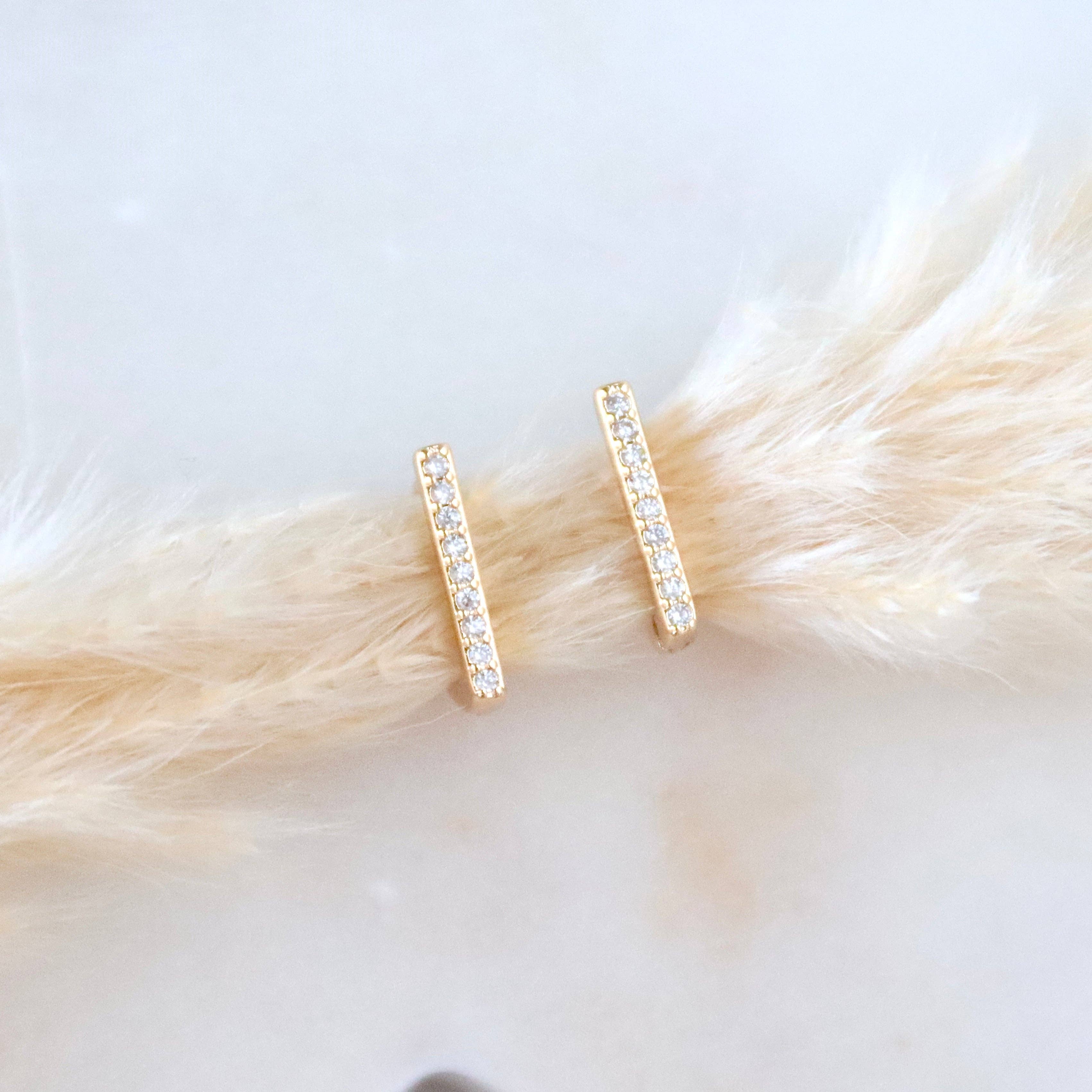 Mesa Blue - CZ Bar Huggie Earrings