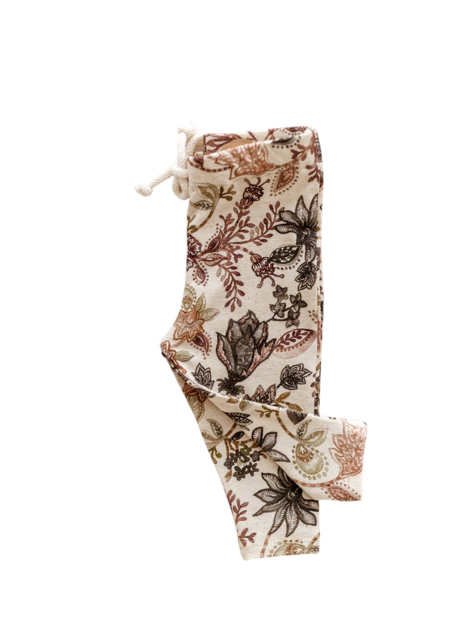 PETITE EvelinaApparel - Baby leggings / Linen Floral - Chocolate Mauve