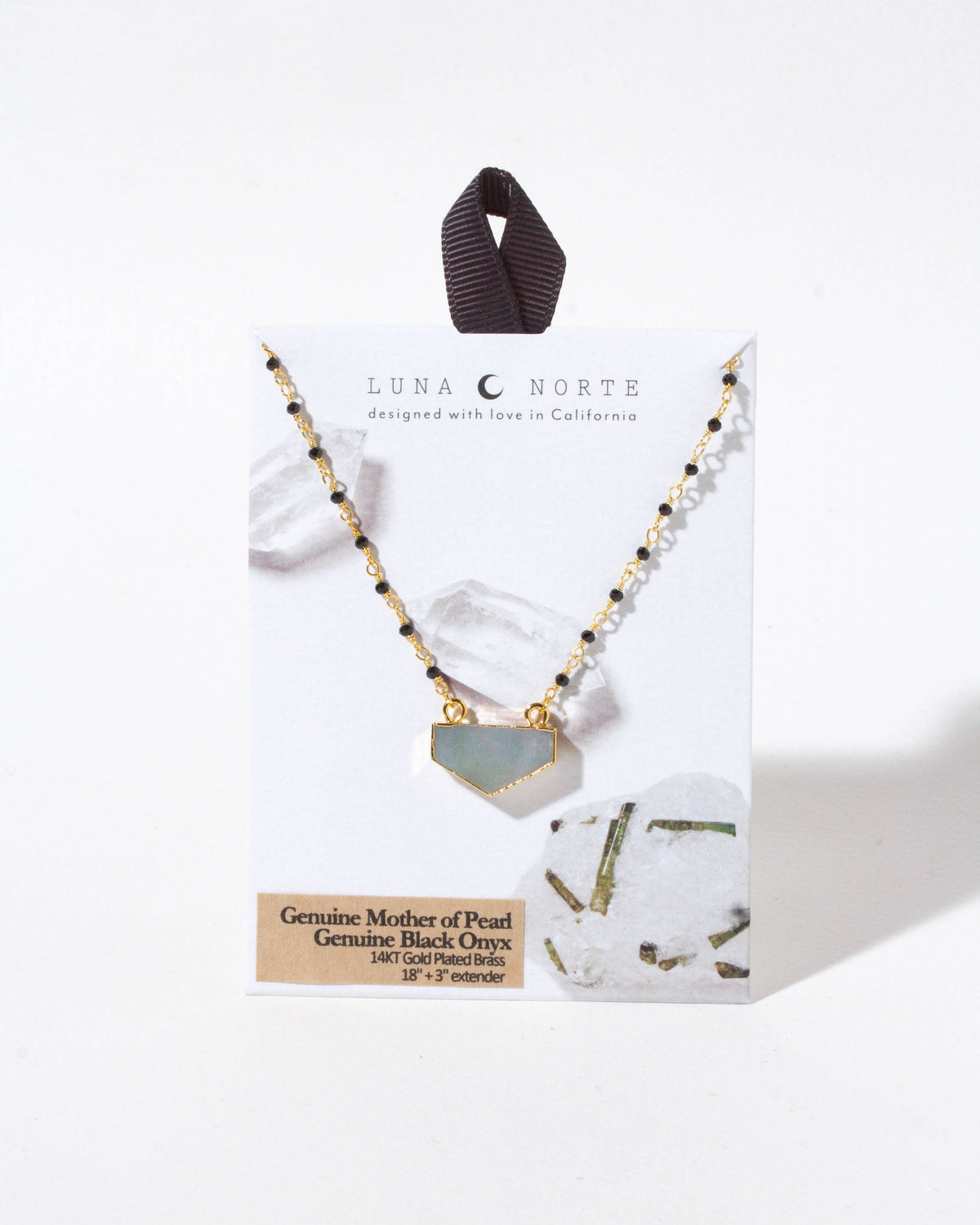 Luna Norte - Serene Strength Mother of Pearl Necklace- Black Onyx