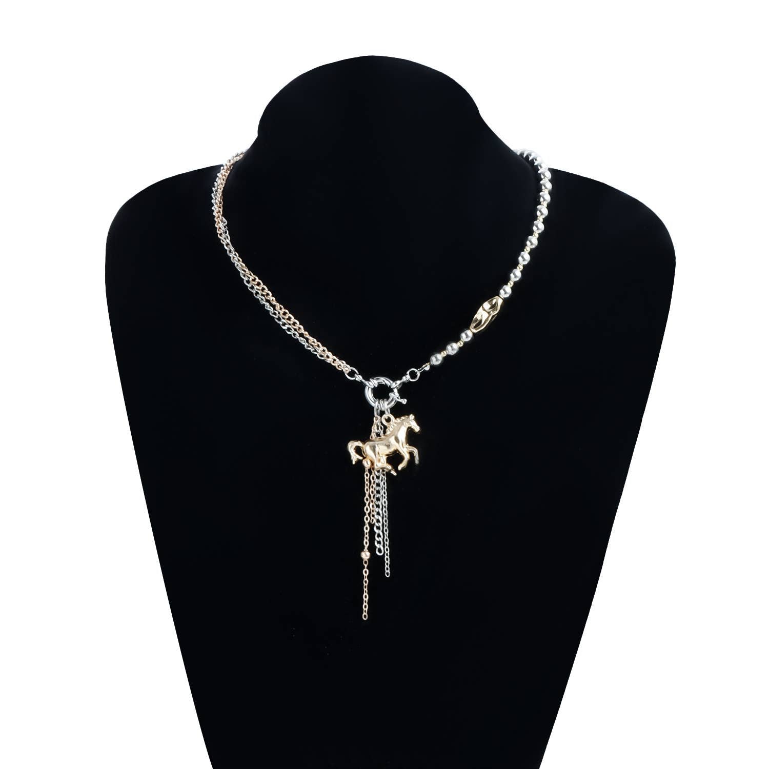 Lyonlee - Equestrian Charm Layered Lariat Necklace