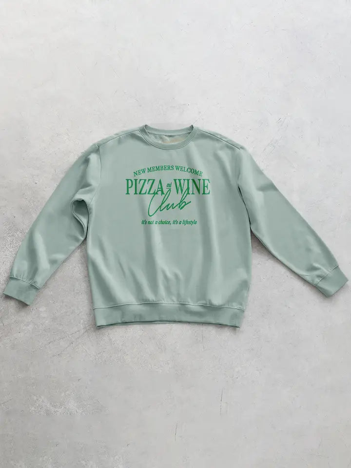 Pizza and Wine Club Oversized 90's Sweatshirt