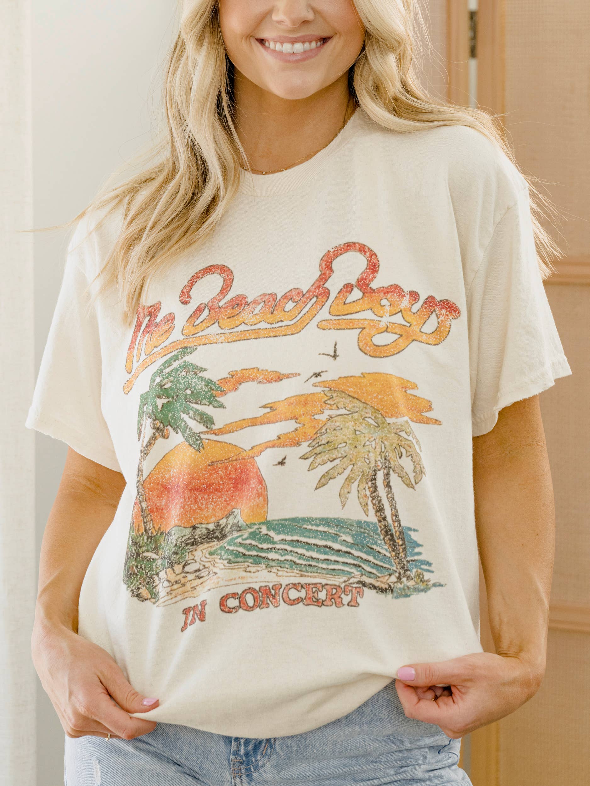 LivyLu - The Beach Boys In Concert Off White Thrifted Graphic Tee