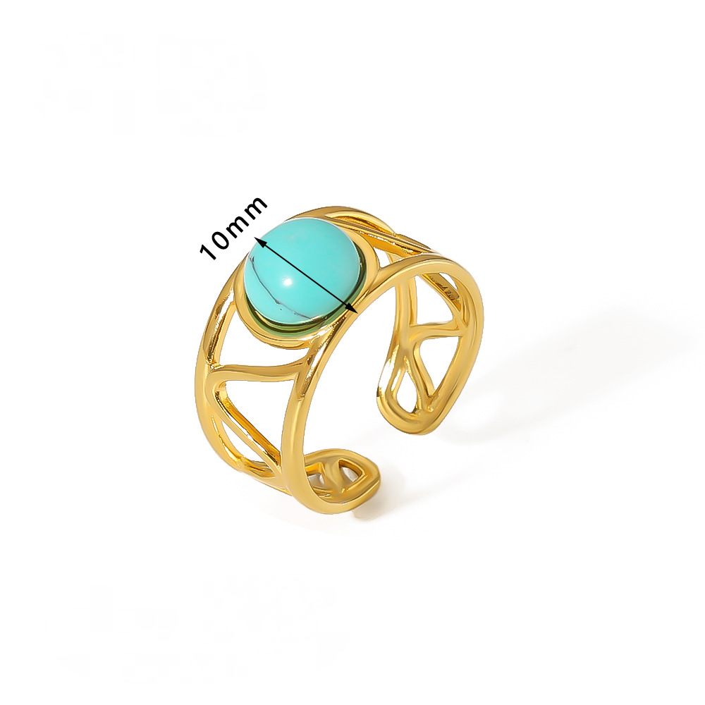 Mio Queena - 18K Gold-plated Stainless Steel Inlaid Stone Rings - FGS/CS