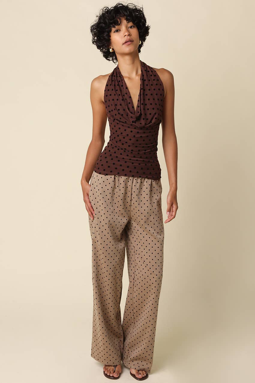 Olivaceous - Karrie Polka Dot Halter Top