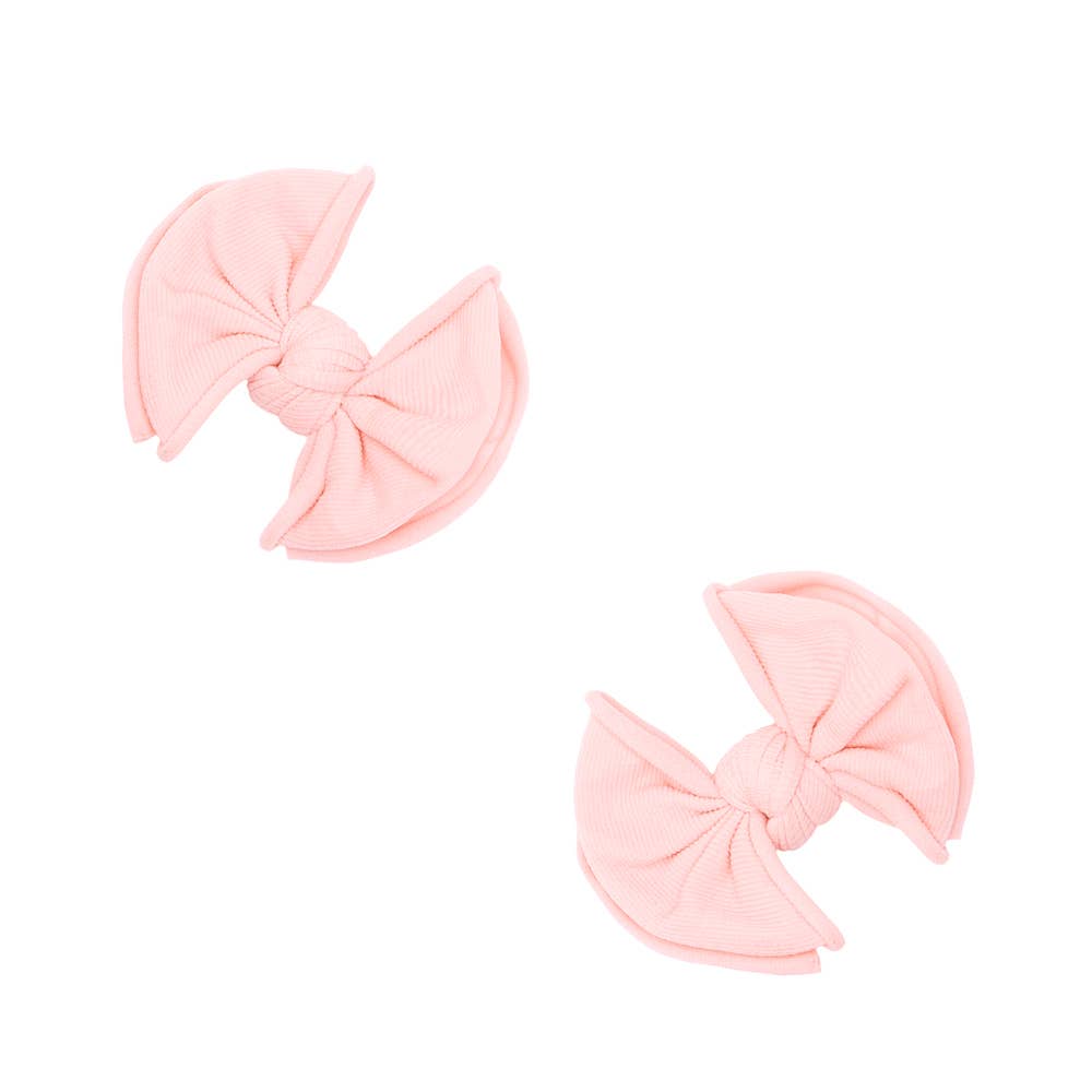 Baby Bling Bows - 2-Pack Baby FAB® Clips soft nylon bow clips: Rose Quartz