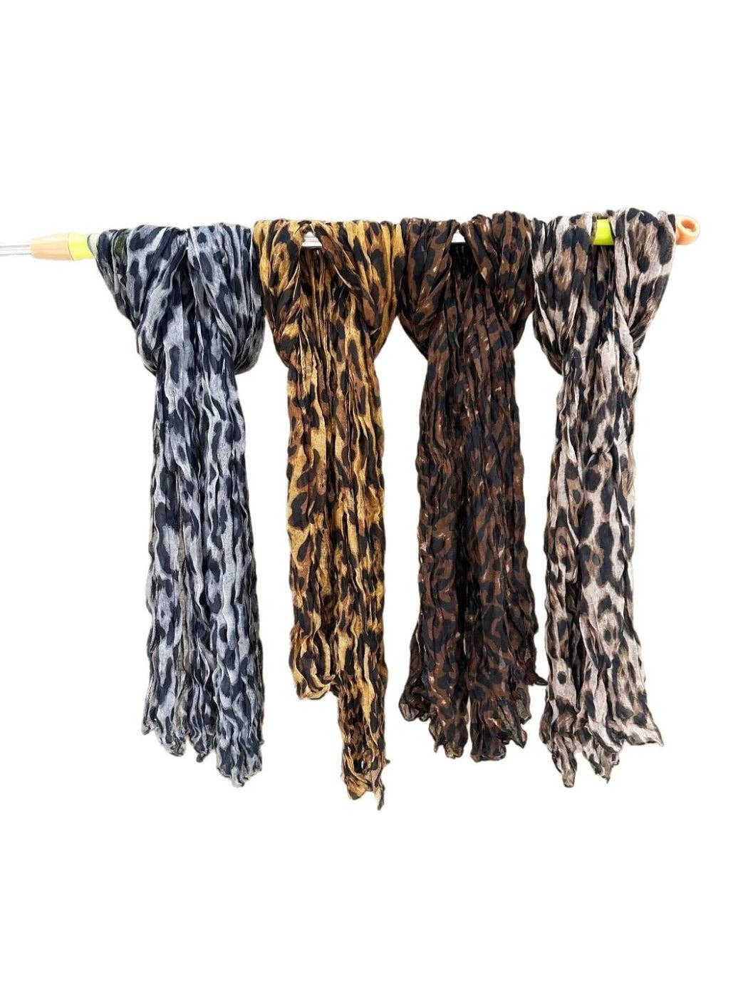 Funkyrel® Atzbranding Limited - Scarvii - Crinkled Leopard Print Long Scarf