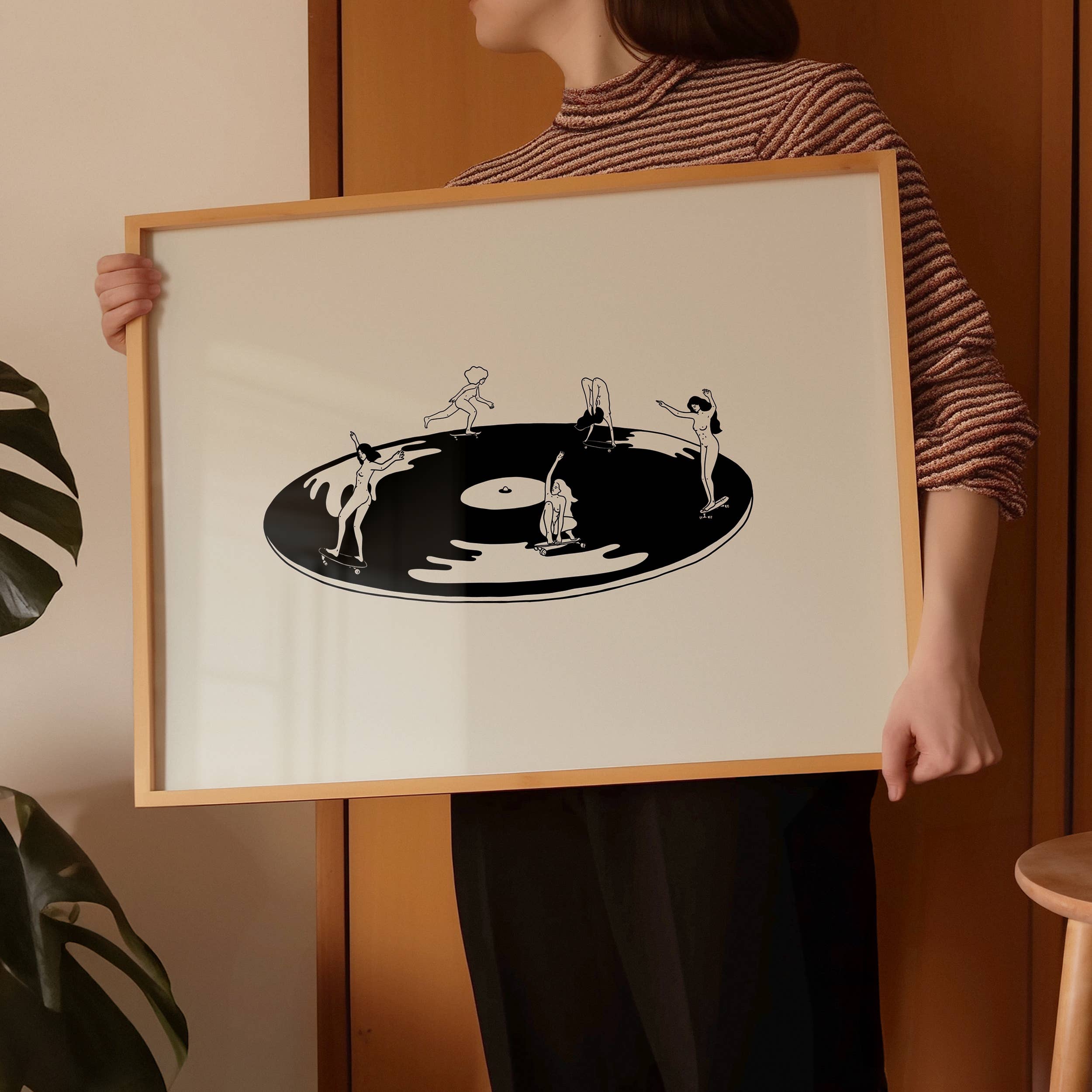 Tumbleweed Design Studio - Skate Session on Vinyl Record Minimal Art Print