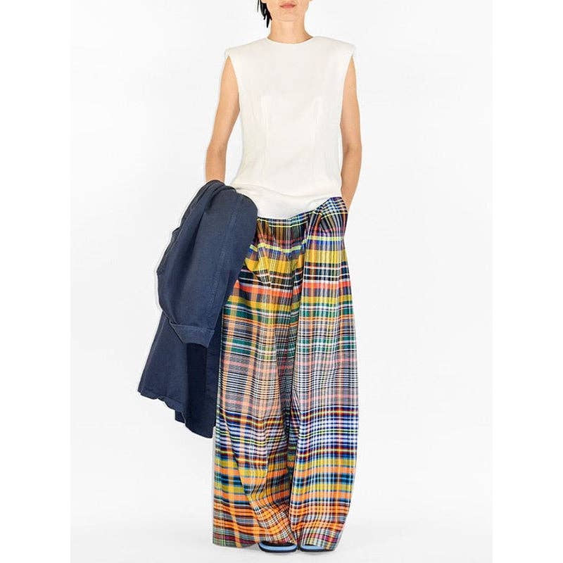 Sheer Trend - Stylish Wide Leg Checkerboard Casual Pants