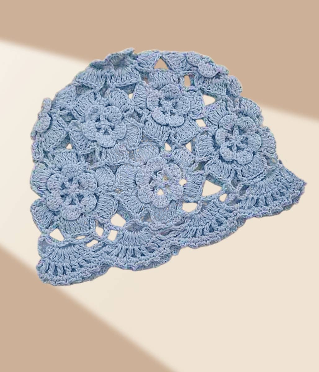 Vintage Hand-Crocheted Floral Dressy Hat