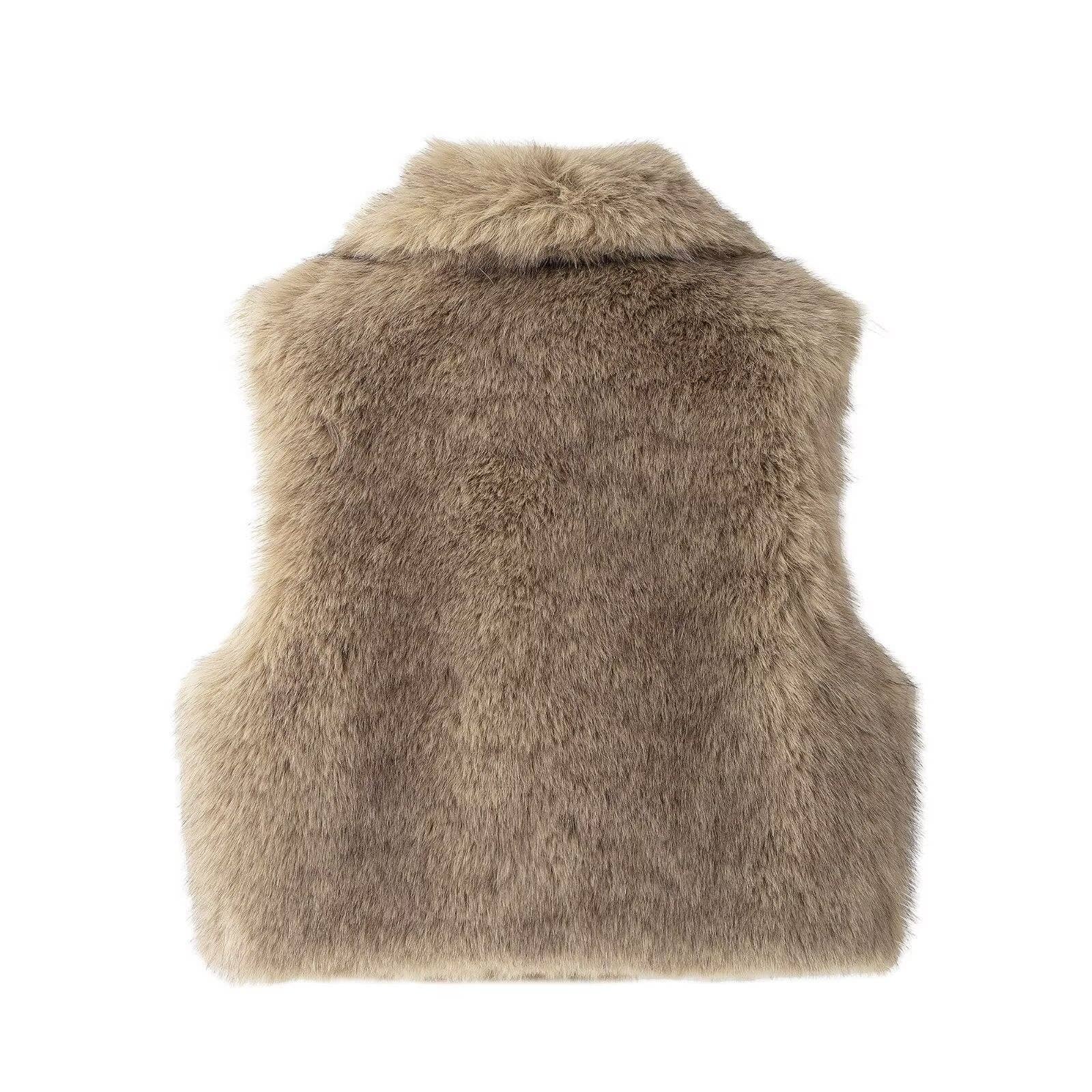 alberalkirk - Faux Fur Vest Women Beig
