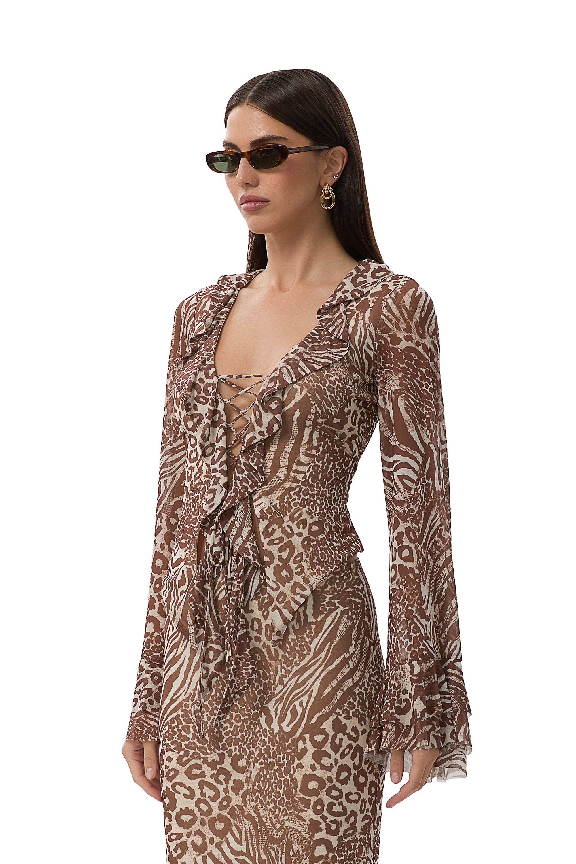 AFRM - Cadence Top - Taupe Animal