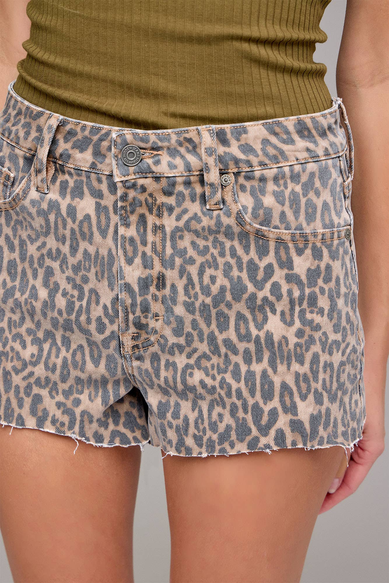 Cheetah Printed Jagged Hem 3" Inseam Shorts