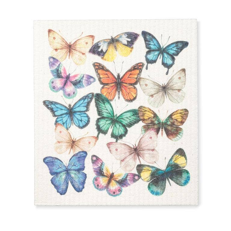 Abbott - All Over Butterflies Dishcloth-6.75x7.5"L