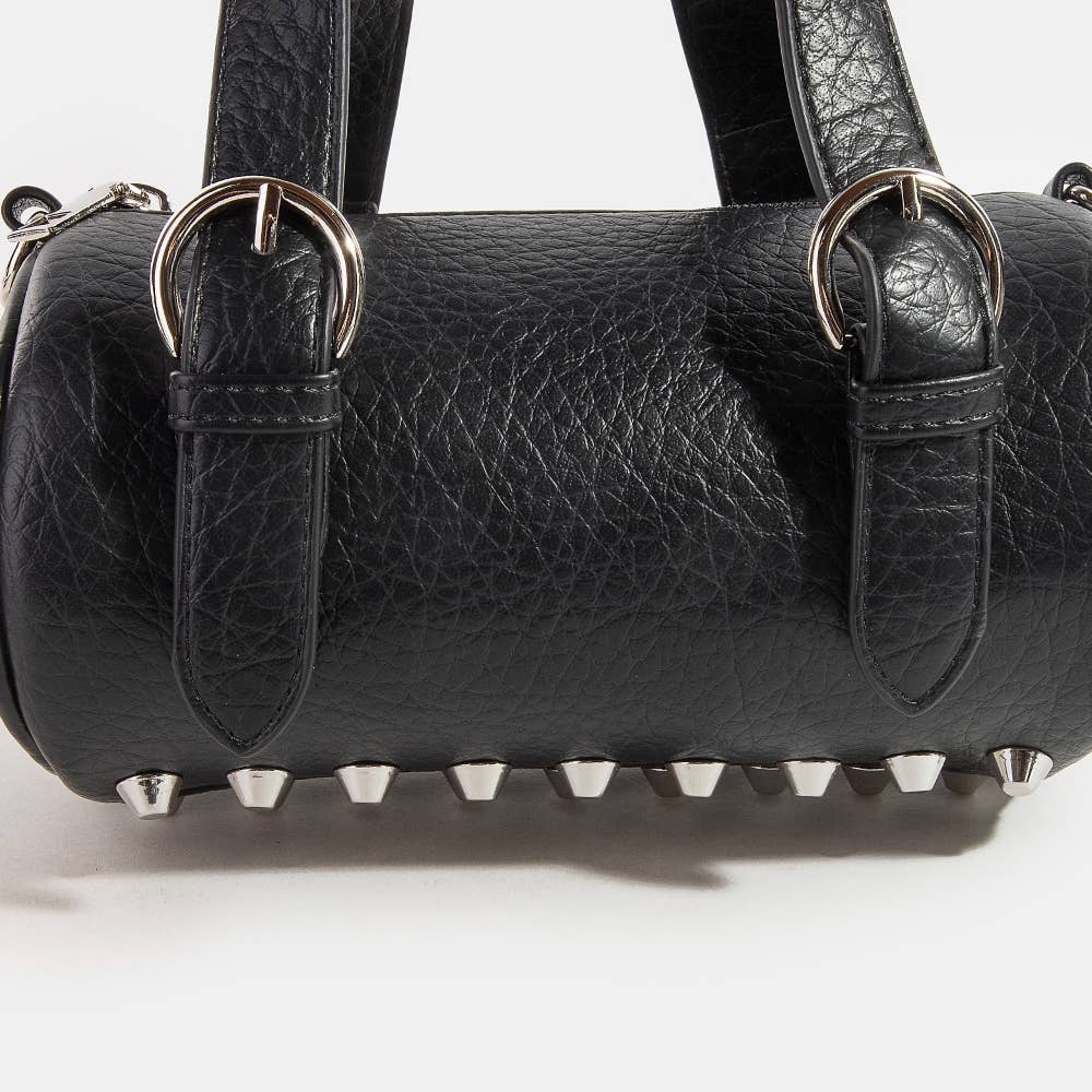 Leather Buckle Strap Cylinder Hand Bag