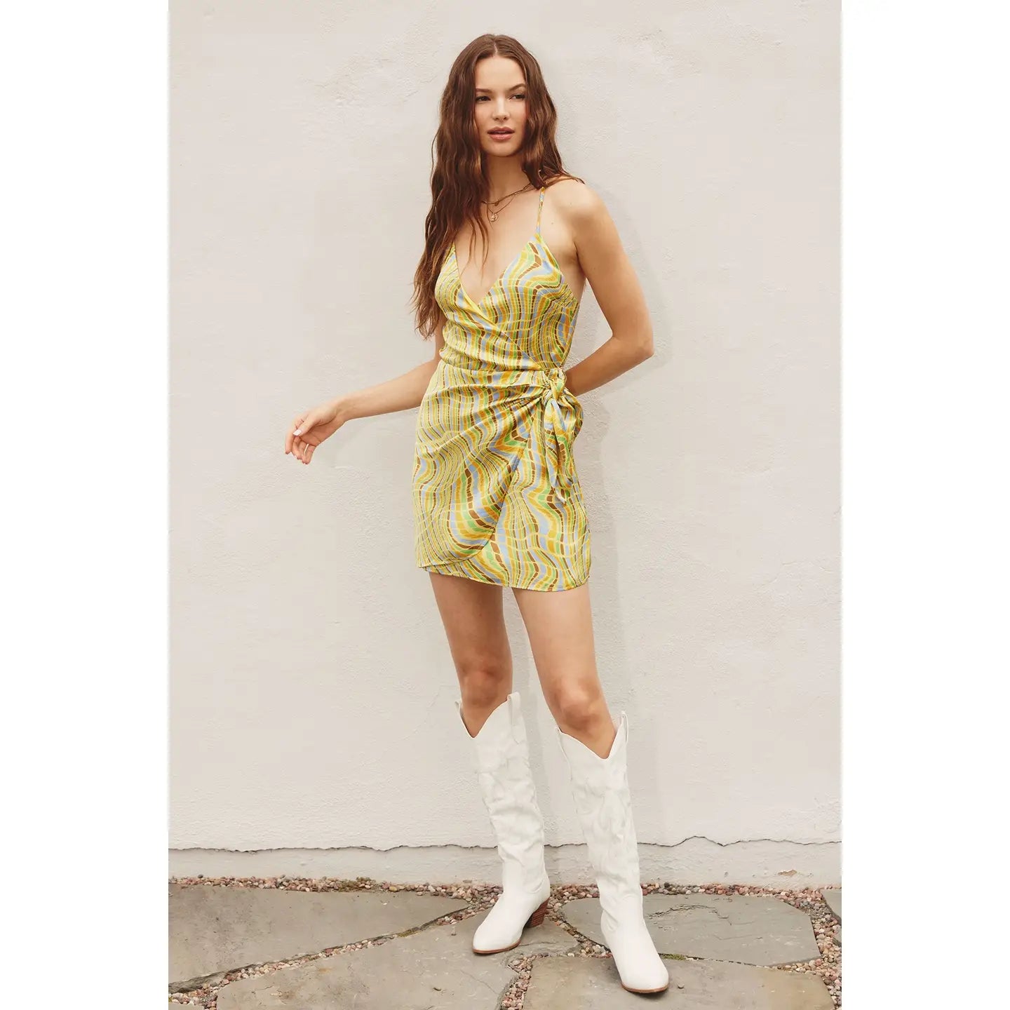 Disco Animal Faux Wrap Mini Dress