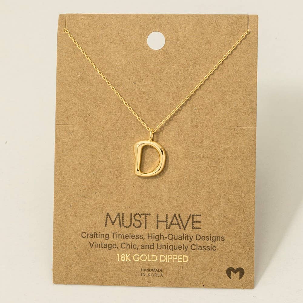 Fame Accessories - Gold Dipped Bubble Letter Pendant Necklace